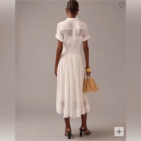 NWT J.Crew Size 6 White Elena shirtdress In Chiffon - Picture 4 of 16